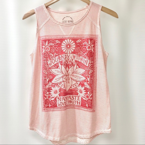Lucky Brand Striped Namaste Matchbox Print Tank, S - Picture 5 of 8